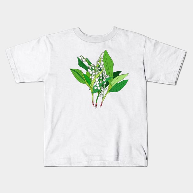 Lilly of the Valley Kids T-Shirt by lamaisondulapino